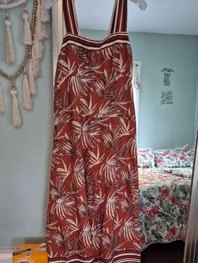 Vince Camuto Rust Tropical-Print Maxi Dress